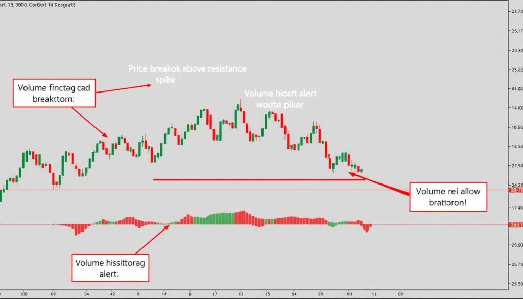 Chart showing a stock price breakout with increased volume Chart showing a stock price breakout with increased volume
