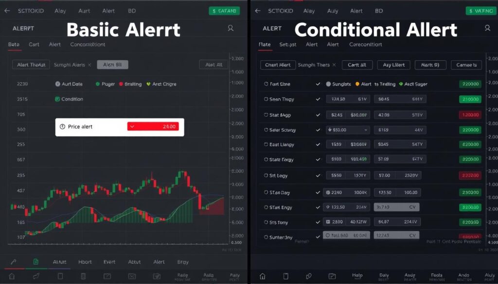 Comparison between basic price alerts and conditional alerts in stock trading