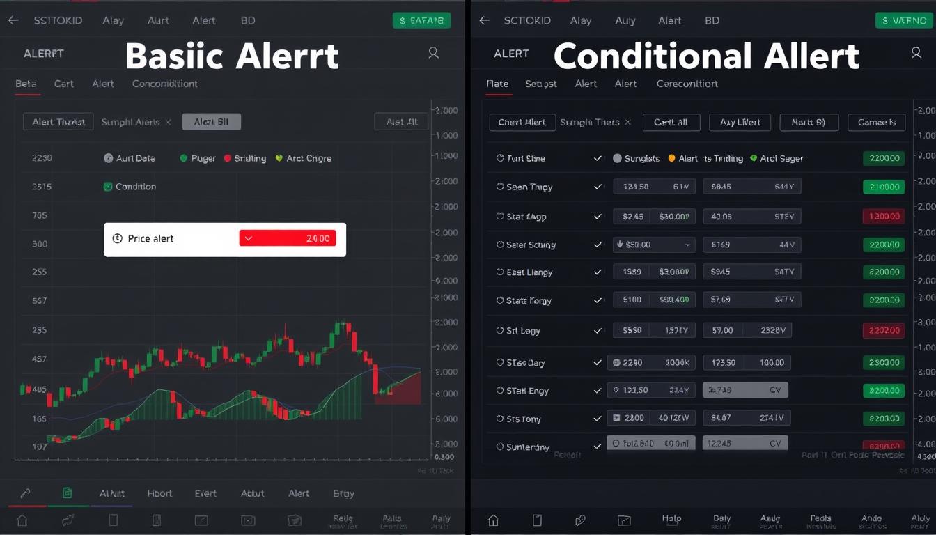Comparison between basic price alerts and conditional alerts in stock trading