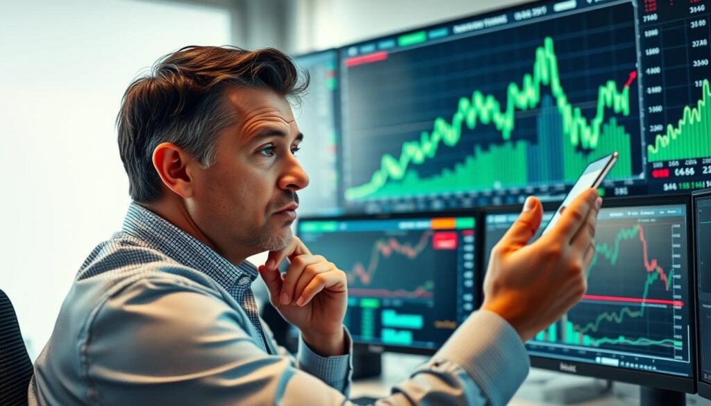 Investor maintaining discipline during a bull market rally Investor maintaining discipline during a bull market rally