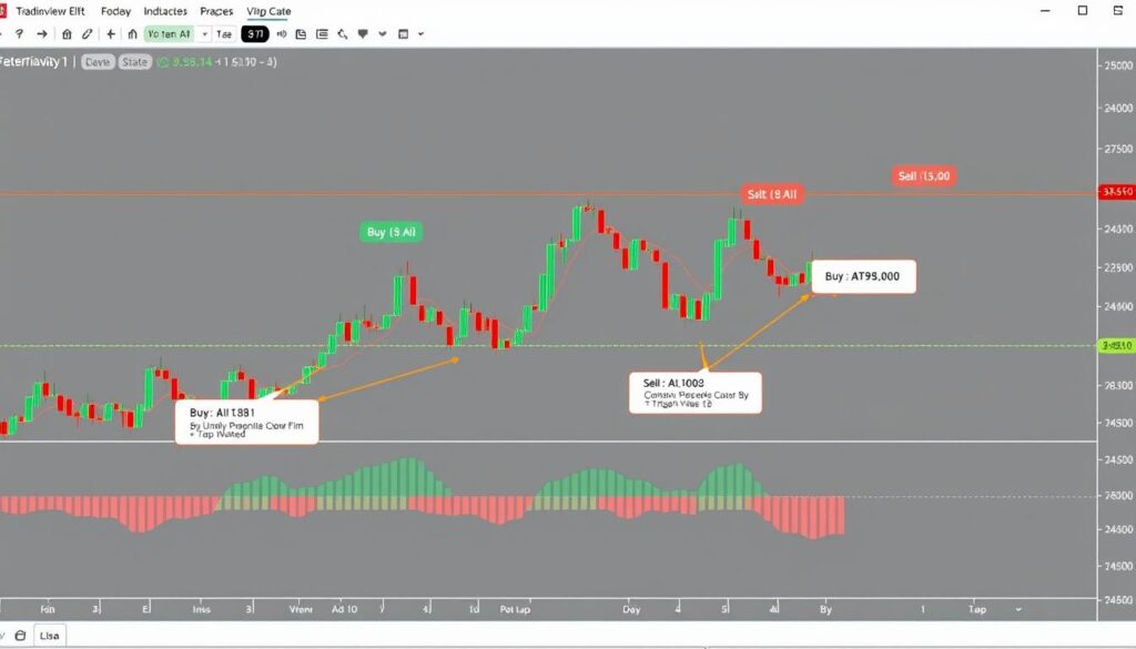 AI trading indicators showing clear buy and sell signals on TradingView chart AI trading indicators showing clear buy and sell signals on TradingView chart
