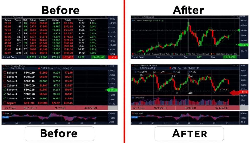 Before and after comparison of trading results using AI trading indicators Before and after comparison of trading results using AI trading indicators