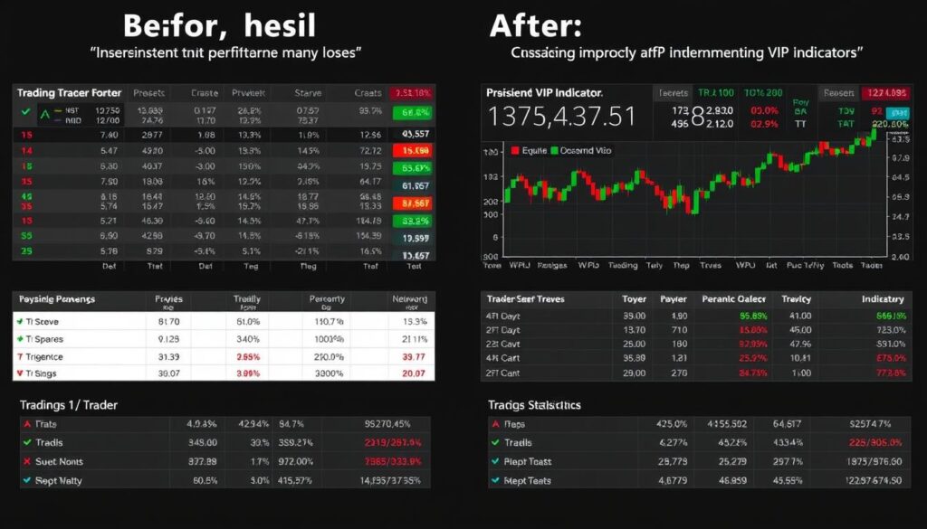 Before and after trading results showing improvement with AI trading indicators Before and after trading results showing improvement with AI trading indicators