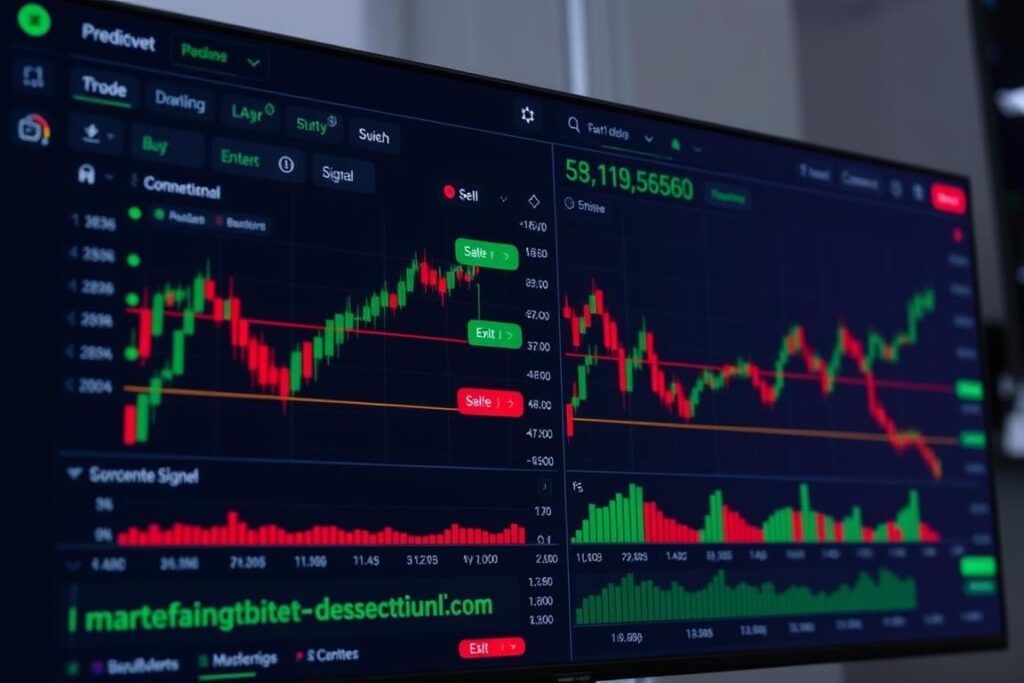 Predictive trading tool interface showing entry signals and market analysis