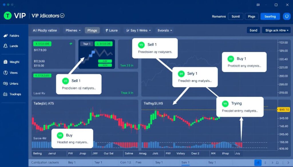 VIP Indicators dashboard showing AI trading signals on TradingView platform VIP Indicators dashboard showing AI trading signals on TradingView platform